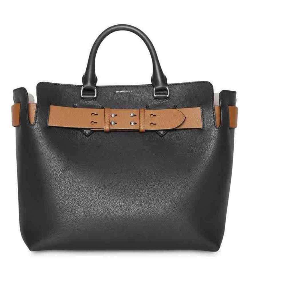 Burberry Baby Triple Stud Leather Belt Tote Bag Top Handle Black Handbag NEW